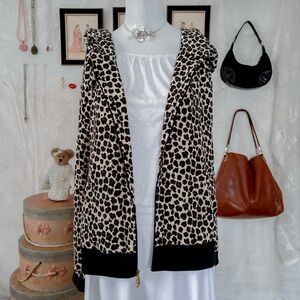 Y2k vintage girly animal print leopard gold J charm zip-up rare jacket